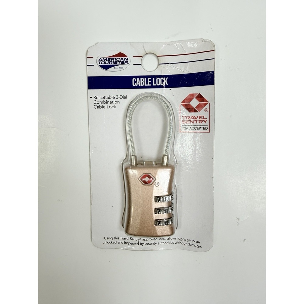 American Tourister TSA Accepted 3-Dial Combination Cable Luggage Lock Rose Gold